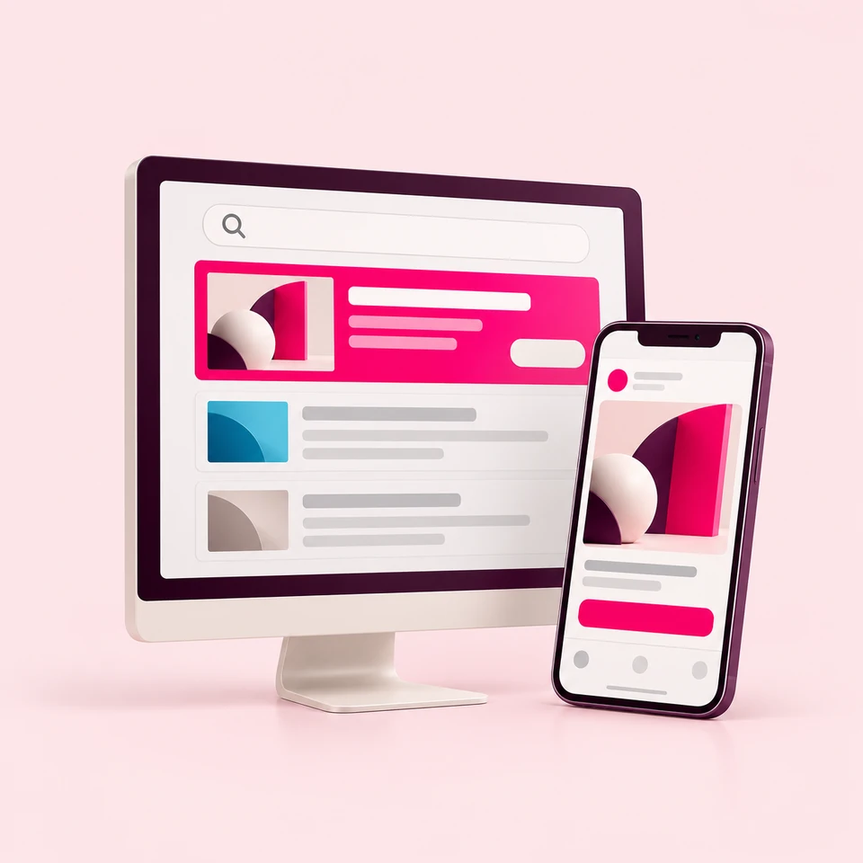Digital advertising on search and social screens helping customers discover a business